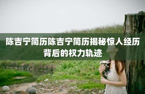 陈吉宁简历陈吉宁简历揭秘惊人经历背后的权力轨迹