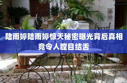 陆雨婷陆雨婷惊天秘密曝光背后真相竟令人瞠目结舌