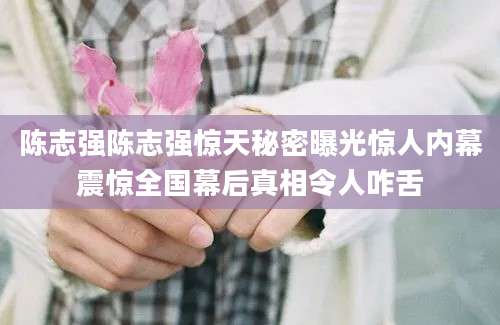陈志强陈志强惊天秘密曝光惊人内幕震惊全国幕后真相令人咋舌