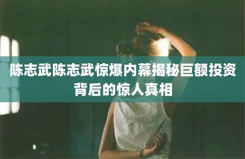 陈志武陈志武惊爆内幕揭秘巨额投资背后的惊人真相
