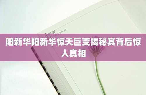 阳新华阳新华惊天巨变揭秘其背后惊人真相