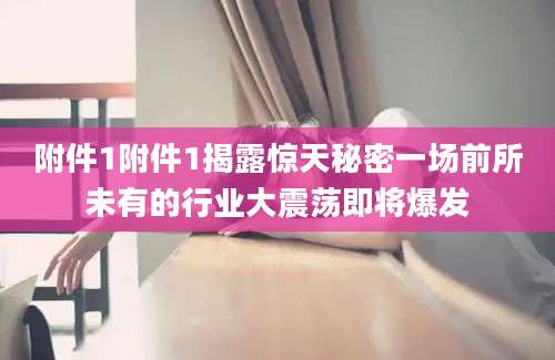 附件1附件1揭露惊天秘密一场前所未有的行业大震荡即将爆发