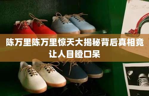 陈万里陈万里惊天大揭秘背后真相竟让人目瞪口呆
