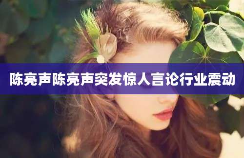 陈亮声陈亮声突发惊人言论行业震动