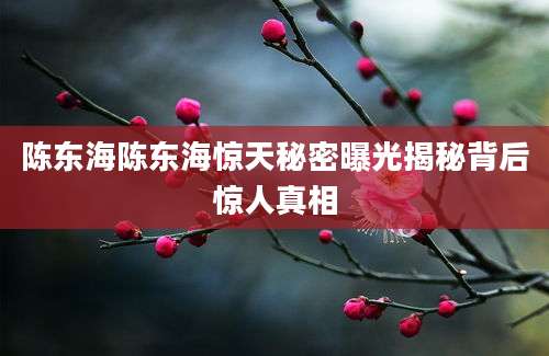 陈东海陈东海惊天秘密曝光揭秘背后惊人真相