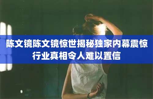 陈文镜陈文镜惊世揭秘独家内幕震惊行业真相令人难以置信