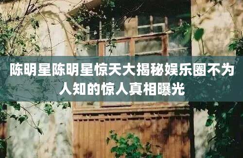 陈明星陈明星惊天大揭秘娱乐圈不为人知的惊人真相曝光
