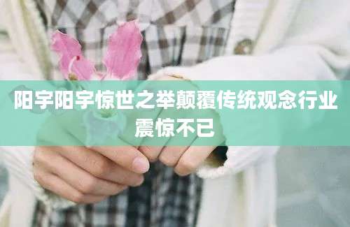 阳宇阳宇惊世之举颠覆传统观念行业震惊不已