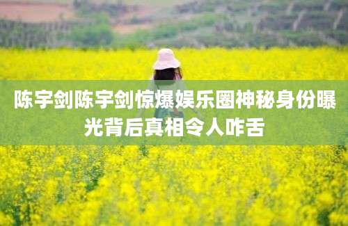陈宇剑陈宇剑惊爆娱乐圈神秘身份曝光背后真相令人咋舌