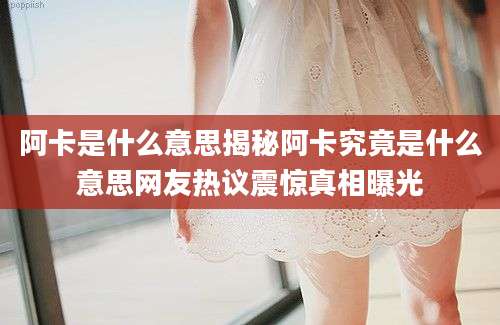 阿卡是什么意思揭秘阿卡究竟是什么意思网友热议震惊真相曝光