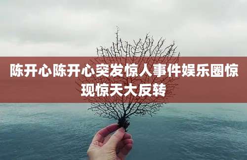陈开心陈开心突发惊人事件娱乐圈惊现惊天大反转