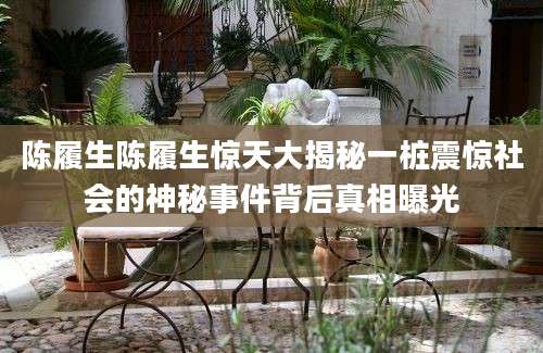 陈履生陈履生惊天大揭秘一桩震惊社会的神秘事件背后真相曝光