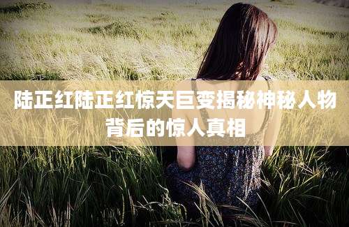 陆正红陆正红惊天巨变揭秘神秘人物背后的惊人真相