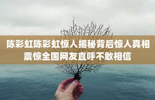 陈彩虹陈彩虹惊人揭秘背后惊人真相震惊全国网友直呼不敢相信
