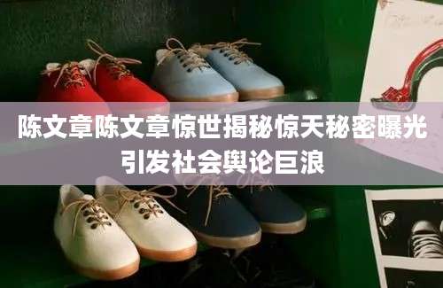 陈文章陈文章惊世揭秘惊天秘密曝光引发社会舆论巨浪