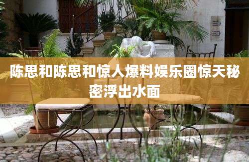 陈思和陈思和惊人爆料娱乐圈惊天秘密浮出水面