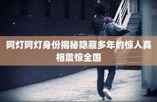 阿灯阿灯身份揭秘隐藏多年的惊人真相震惊全国