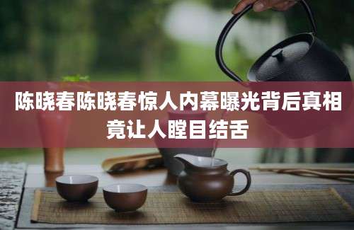陈晓春陈晓春惊人内幕曝光背后真相竟让人瞠目结舌