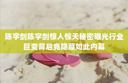 陈宇剑陈宇剑惊人惊天秘密曝光行业巨变背后竟隐藏如此内幕