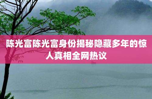 陈光富陈光富身份揭秘隐藏多年的惊人真相全网热议