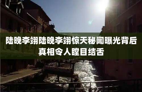 陆晚李翊陆晚李翊惊天秘闻曝光背后真相令人瞠目结舌