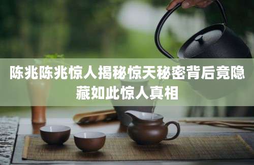 陈兆陈兆惊人揭秘惊天秘密背后竟隐藏如此惊人真相