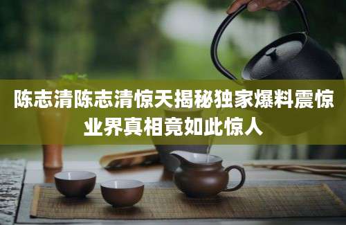 陈志清陈志清惊天揭秘独家爆料震惊业界真相竟如此惊人