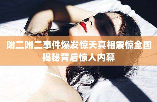 附二附二事件爆发惊天真相震惊全国揭秘背后惊人内幕