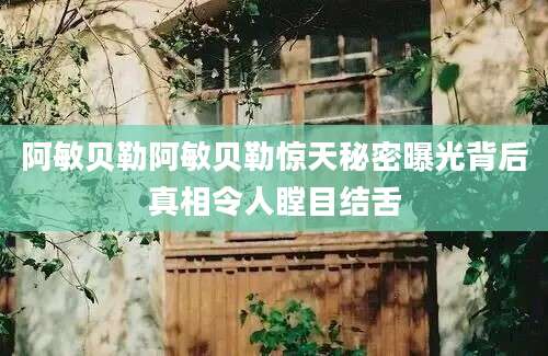 阿敏贝勒阿敏贝勒惊天秘密曝光背后真相令人瞠目结舌