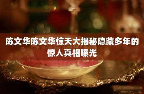 陈文华陈文华惊天大揭秘隐藏多年的惊人真相曝光