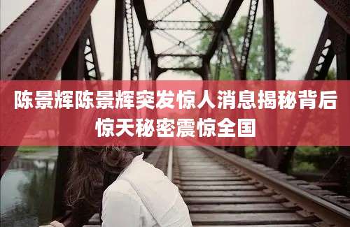 陈景辉陈景辉突发惊人消息揭秘背后惊天秘密震惊全国
