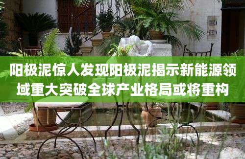阳极泥惊人发现阳极泥揭示新能源领域重大突破全球产业格局或将重构