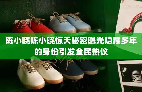 陈小晓陈小晓惊天秘密曝光隐藏多年的身份引发全民热议