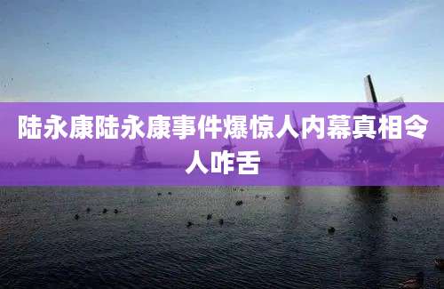 陆永康陆永康事件爆惊人内幕真相令人咋舌