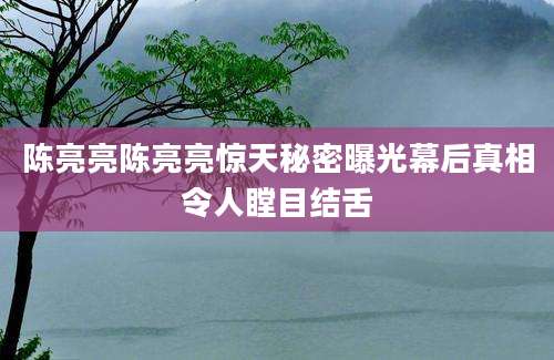 陈亮亮陈亮亮惊天秘密曝光幕后真相令人瞠目结舌