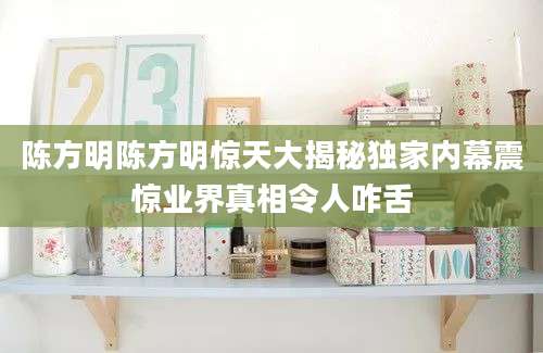 陈方明陈方明惊天大揭秘独家内幕震惊业界真相令人咋舌