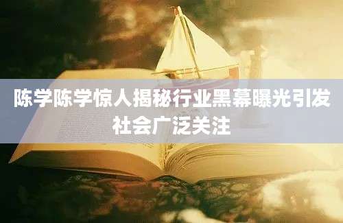 陈学陈学惊人揭秘行业黑幕曝光引发社会广泛关注