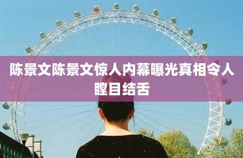 陈景文陈景文惊人内幕曝光真相令人瞠目结舌