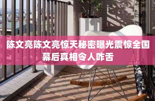 陈文亮陈文亮惊天秘密曝光震惊全国幕后真相令人咋舌