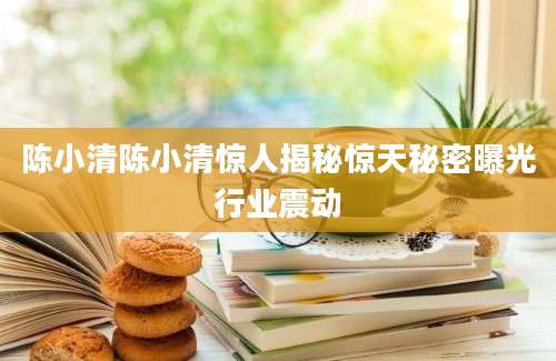陈小清陈小清惊人揭秘惊天秘密曝光行业震动