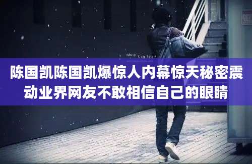 陈国凯陈国凯爆惊人内幕惊天秘密震动业界网友不敢相信自己的眼睛