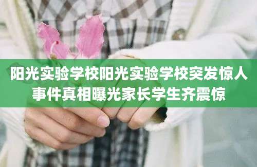 阳光实验学校阳光实验学校突发惊人事件真相曝光家长学生齐震惊