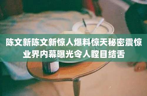 陈文新陈文新惊人爆料惊天秘密震惊业界内幕曝光令人瞠目结舌