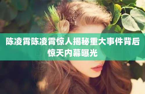 陈凌霄陈凌霄惊人揭秘重大事件背后惊天内幕曝光