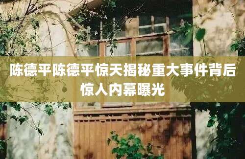 陈德平陈德平惊天揭秘重大事件背后惊人内幕曝光