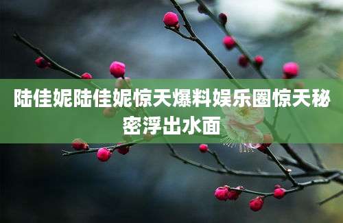 陆佳妮陆佳妮惊天爆料娱乐圈惊天秘密浮出水面